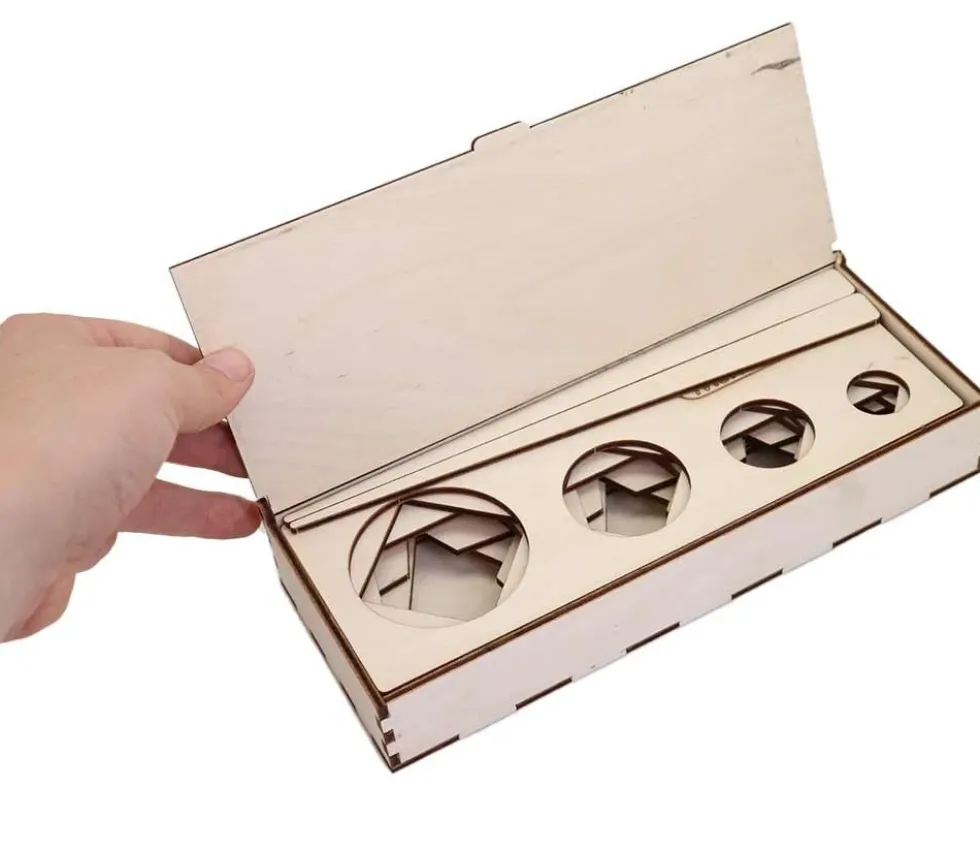 Coffret traçage formes géométriques - 8 pochoirs bois