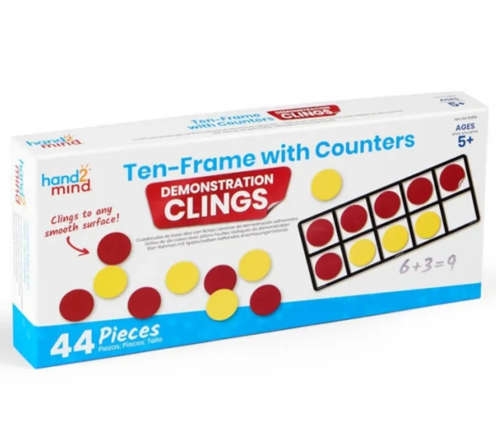 Comptage lot de 10 - Démo Math - ten frame repositionnables (4 grilles + 40 pions)