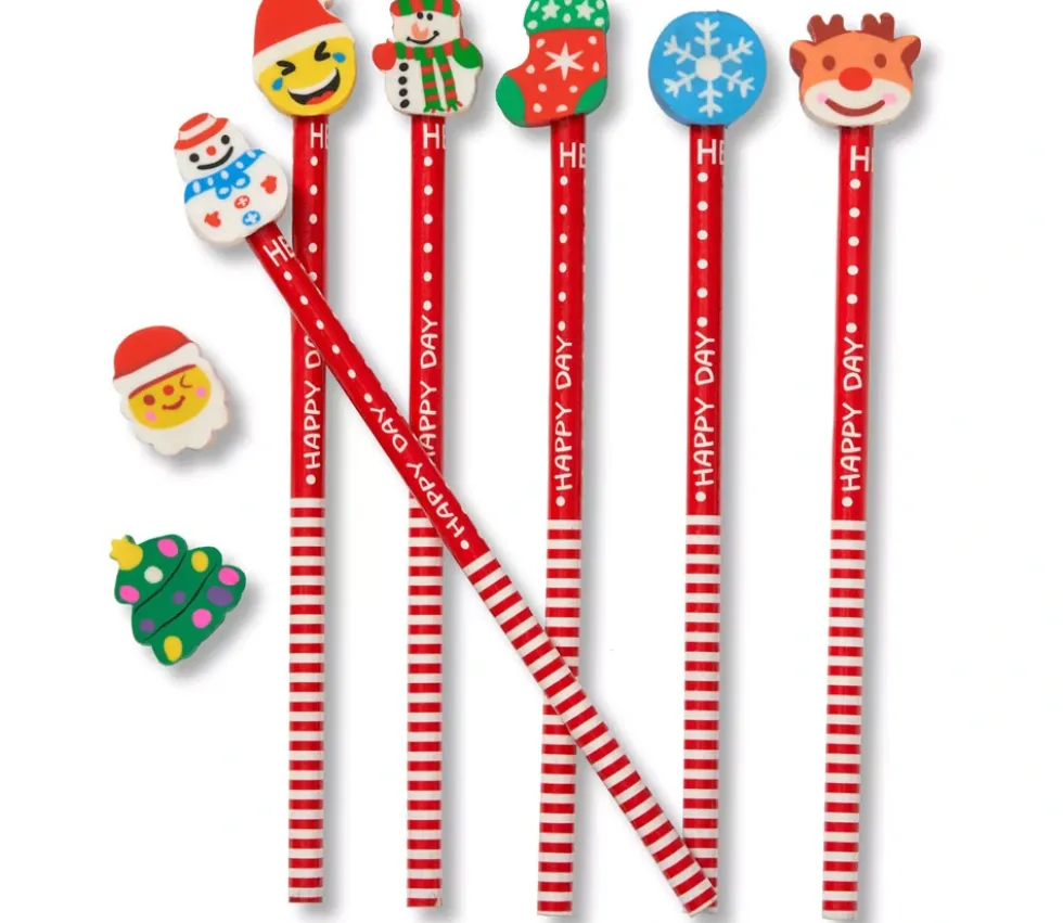 50 crayons de papier Noël avec gomme