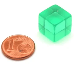 Cube 12 mm vert plastique translucide coloré