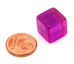 Cube 12 mm violet plastique translucide coloré