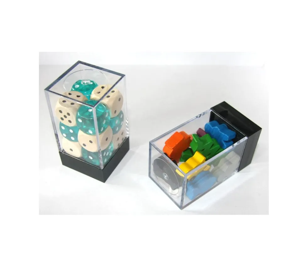 Cube M rangement figurine - Mini boite transparente base noire 7.2 cm