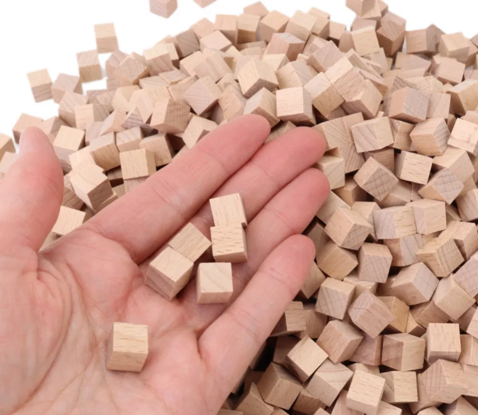 1000 Cubes bois neutre 1 x 1 x 1 cm - 10 mm