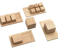 Cubes décomposition : 15 blocs + 4 puzzles bois naturel