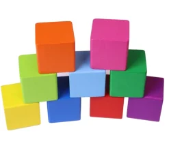 9 Cubes en bois 3.5 cm multicolores 9 couleurs