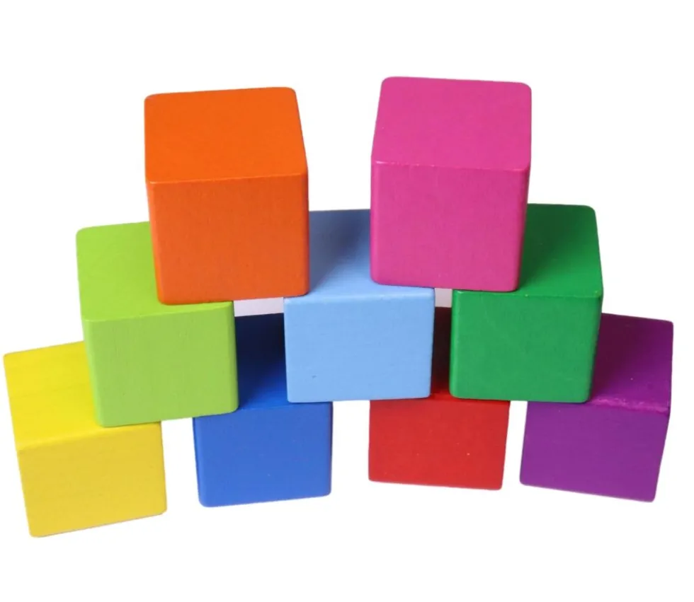 9 Cubes en bois 3.5 cm multicolores 9 couleurs
