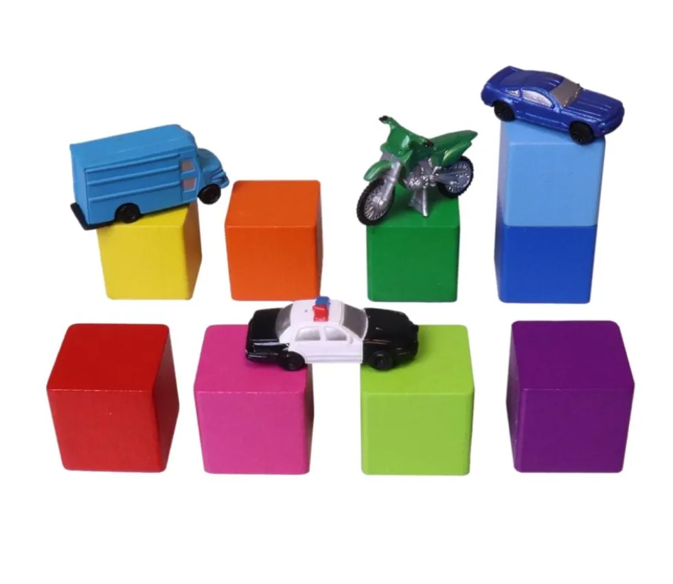 9 Cubes en bois 3.5 cm multicolores 9 couleurs