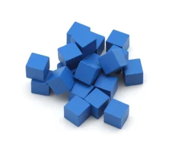 20 Cubes en bois 0.8 cm. 8x8x8 mm par couleur