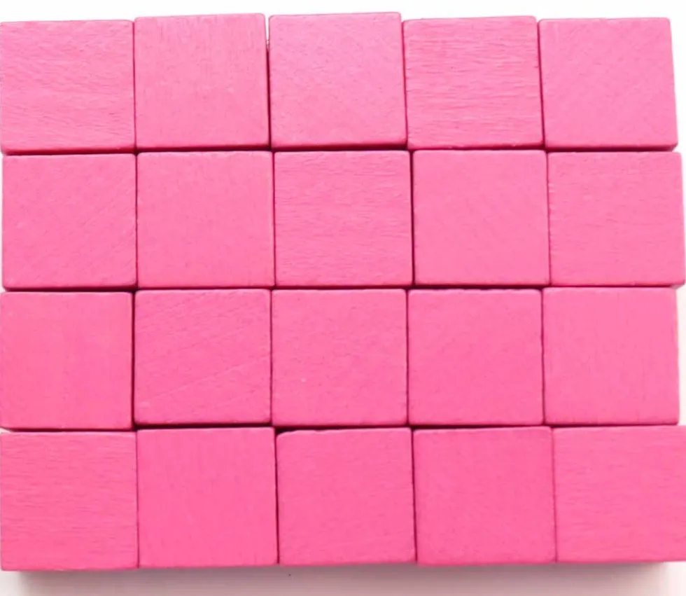 20 Cubes roses en bois de 1.6 cm
