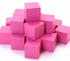 20 Cubes roses en bois de 1.6 cm