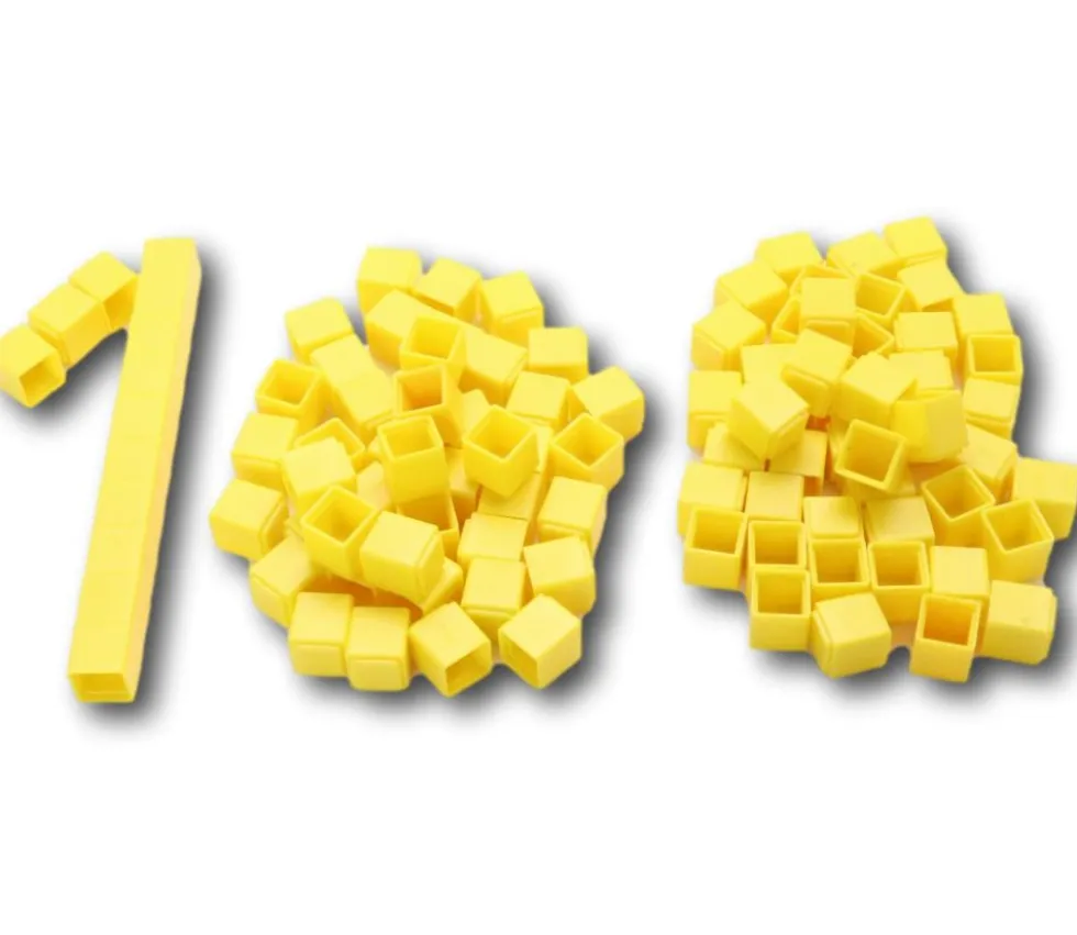 100 Cubes unités 1 cm jaunes emboitables en Re-plastique