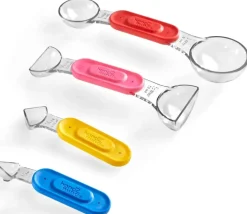 4 cuillères doseuses mesures fractions colorées