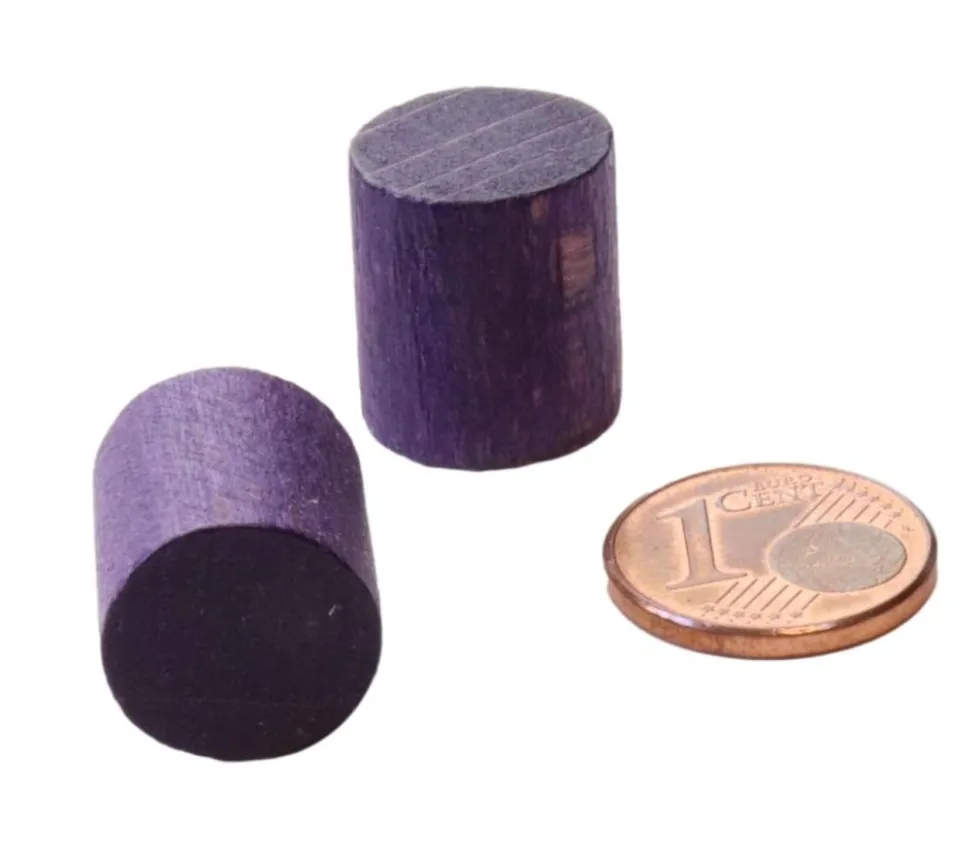 Cylindre violet en bois 15 x 13 mm pion de jeu