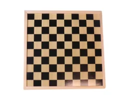 Damier/échiquier en bois noir / naturel - plateau 40 cm cases 4.5 cm