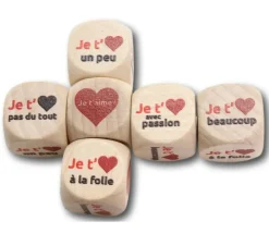 Dé Amour Je t'aime en bois 20 mm