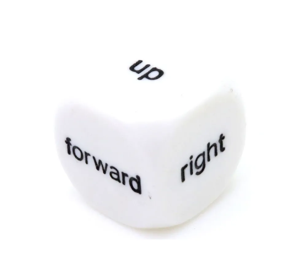Dé anglais directions up, down, right, back, forward