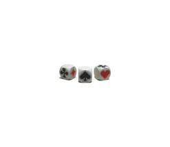 Dé Belote bois blanc 3 cm atout symbole des cartes modèle 2