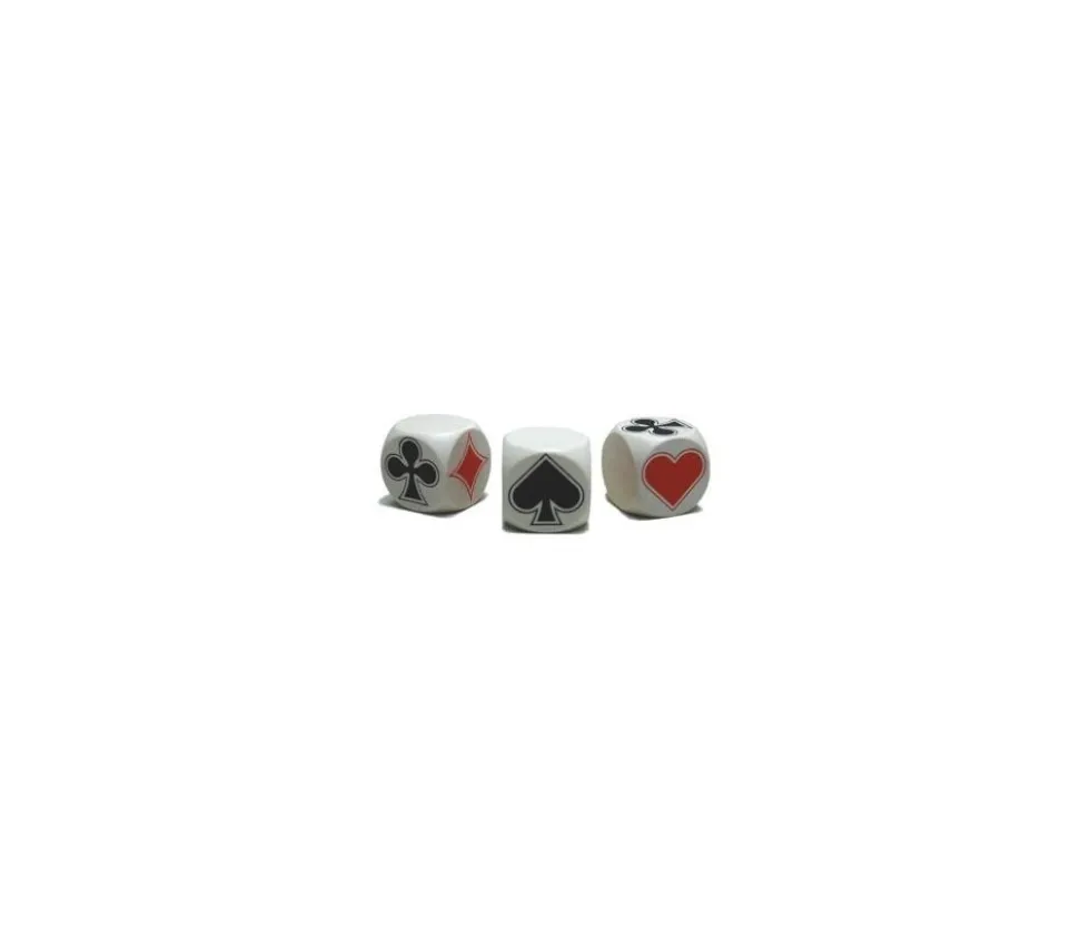 Dé Belote bois blanc 3 cm atout symbole des cartes modèle 2