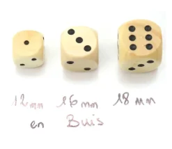 Dé bois 14 mm en buis de 1 à 6 pour jeu de société