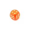 Dé bois orange 16 mm points dorés de 1 à 6 pour jeu de société