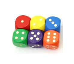 Dé bois vert 16 mm points dorés de 1 à 6 pour jeu de société