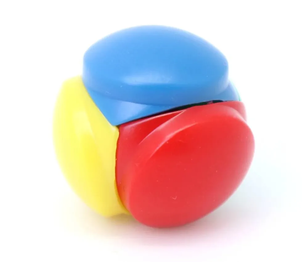 Dé boule 4 faces 4 couleurs : rouge vert jaune et bleu