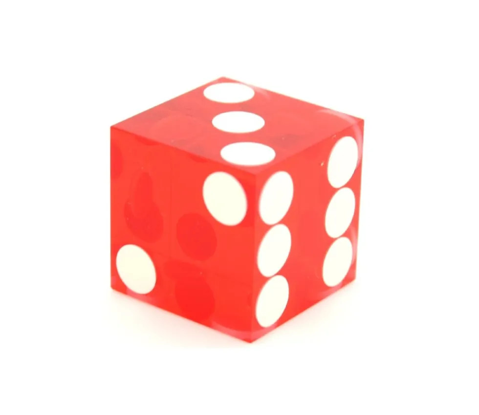 Dé Casino Rouge transparent 19 mm coins droits