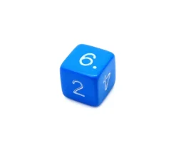 Dé chiffre 15 mm BLEU coins droits D6 chiffres 1 à 6
