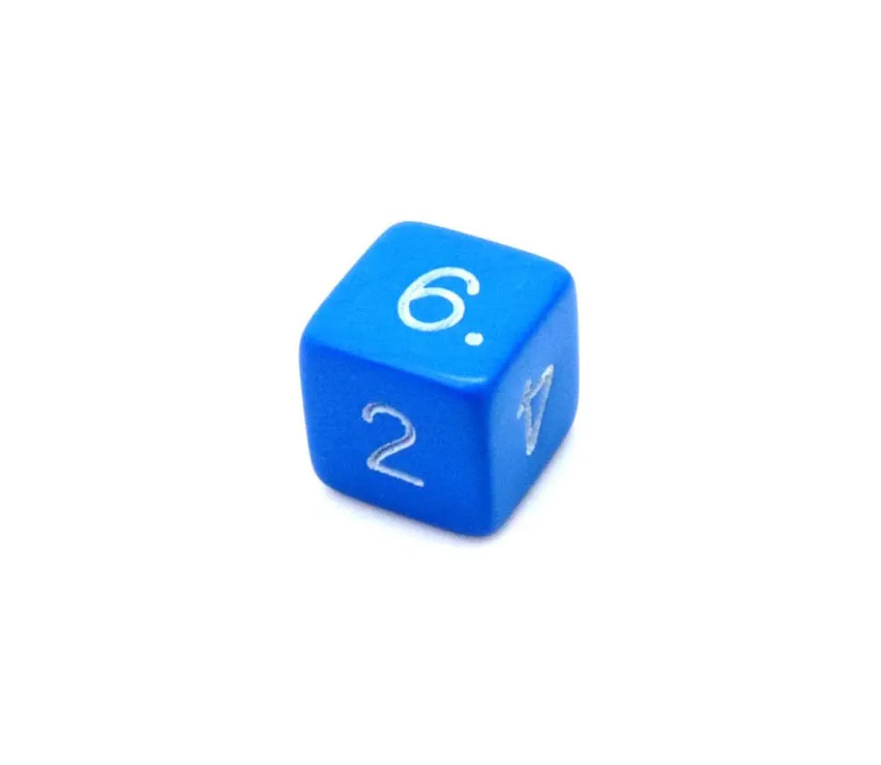 Dé chiffre 15 mm BLEU coins droits D6 chiffres 1 à 6