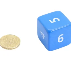 Dé chiffre 15 mm BLEU coins droits D6 chiffres 1 à 6