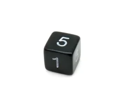Dé chiffre 15 mm NOIR coins droits D6 chiffres 1 à 6