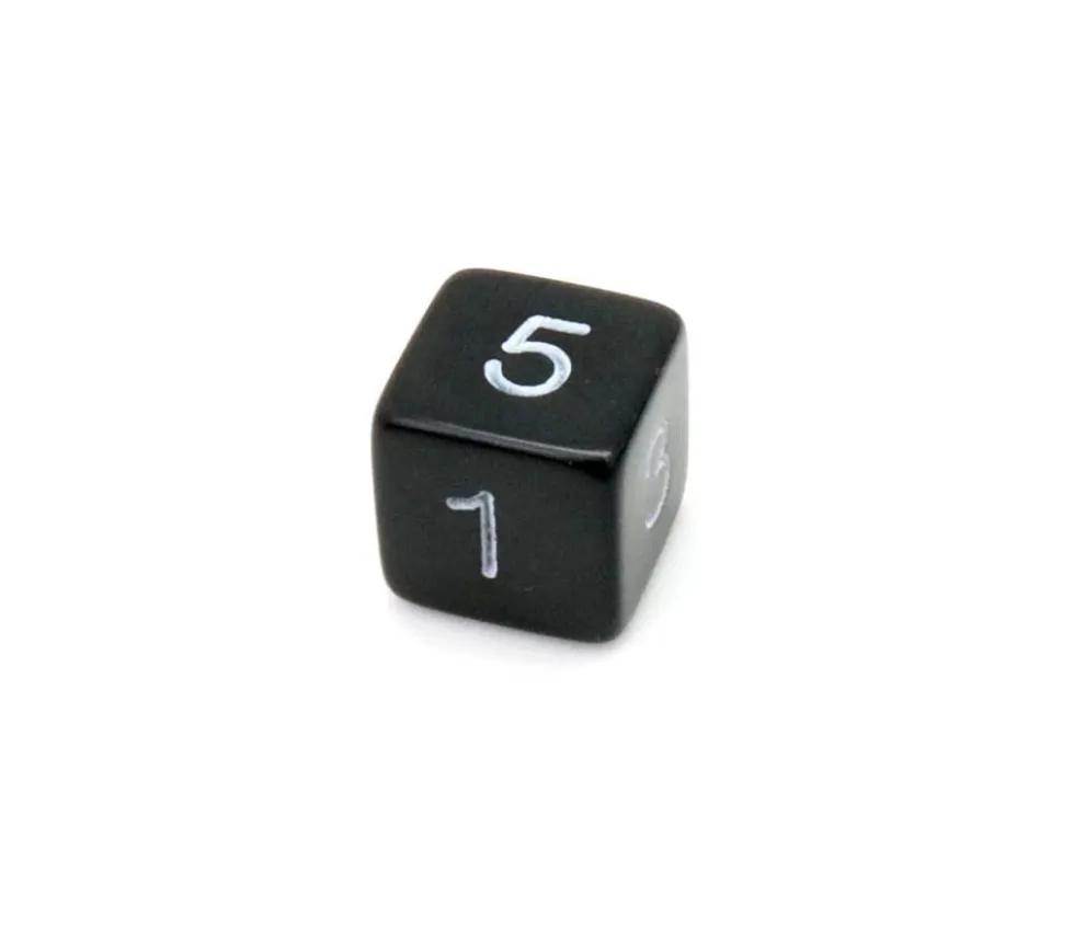 Dé chiffre 15 mm NOIR coins droits D6 chiffres 1 à 6