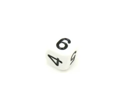 Dé chiffres 123456 en 16 mm BLANC écriture noire