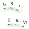 Dé chiffres 5 6 7 8 9 10. Taille 16 mm en BLANC