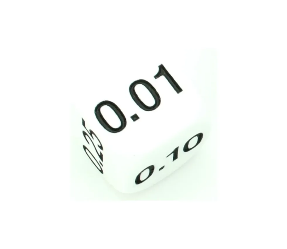 Dé décimal 0.01, 0.05, 0.25, 0.10, 0.50, 1