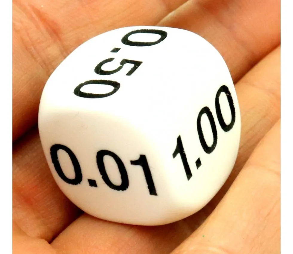 Dé décimal 0.01, 0.05, 0.25, 0.10, 0.50, 1