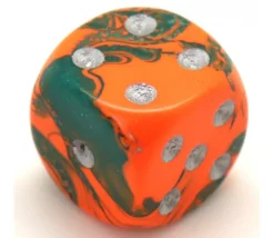 Dé design orange effet artistique 15 mm