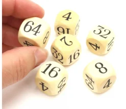 Dé doubleur 2 4 8 16 32 64 videaux bois 18 mm backgammon