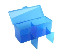Deck box +320 cartes Boite 4 compartiments bleu plastique 21.7 x 8.2 x 10 cm vide