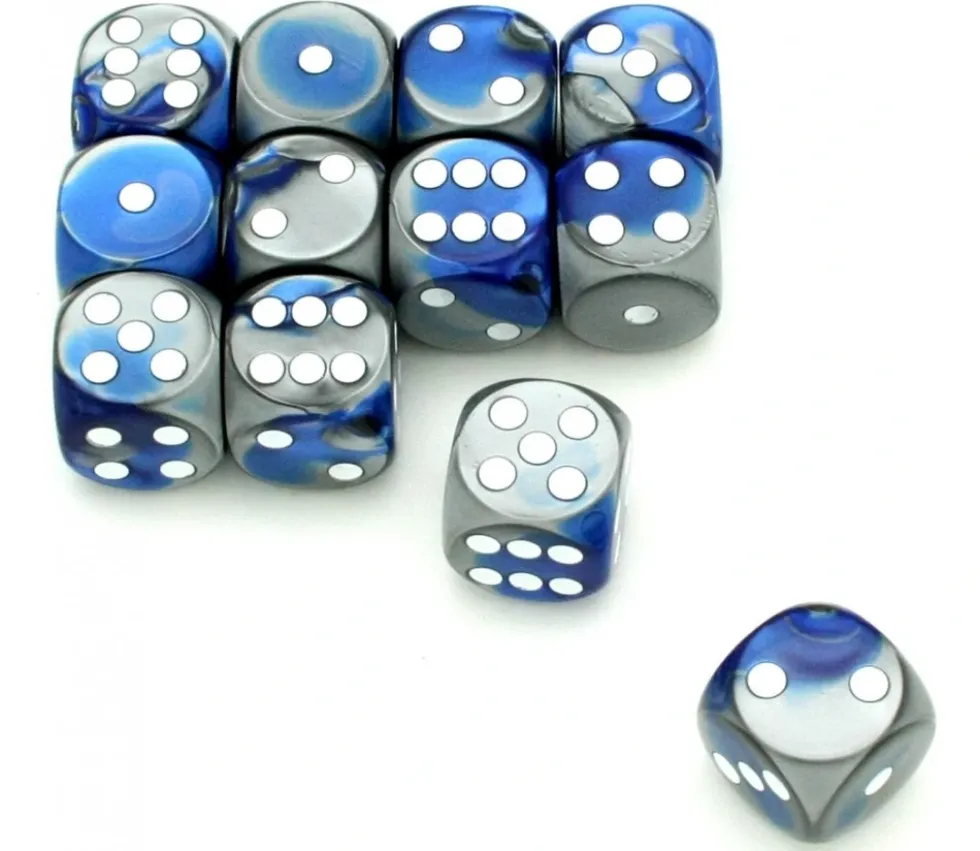 Dé effet argentés bleu 16 mm gemini
