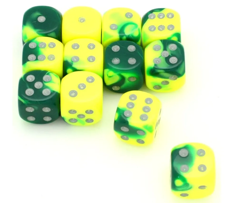 Dé effet jaune vert 16 mm gemini