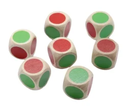 Dé en bois bicolore rouge et vert 16 mm