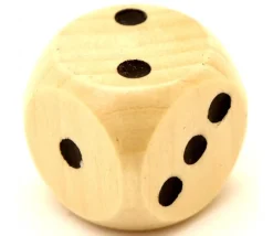 Dé 1 2 2 3 3 4 en bois 16 mm avec les points