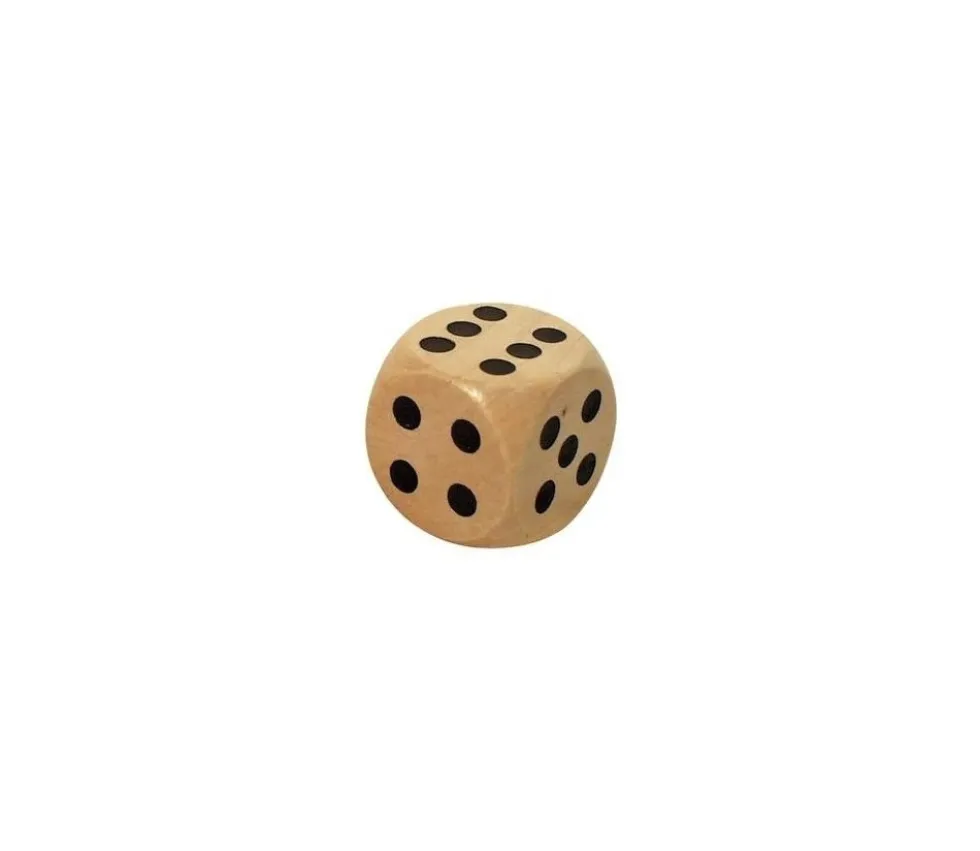 Dé en bois 25 mm de 1 à 6 pour jeu de société