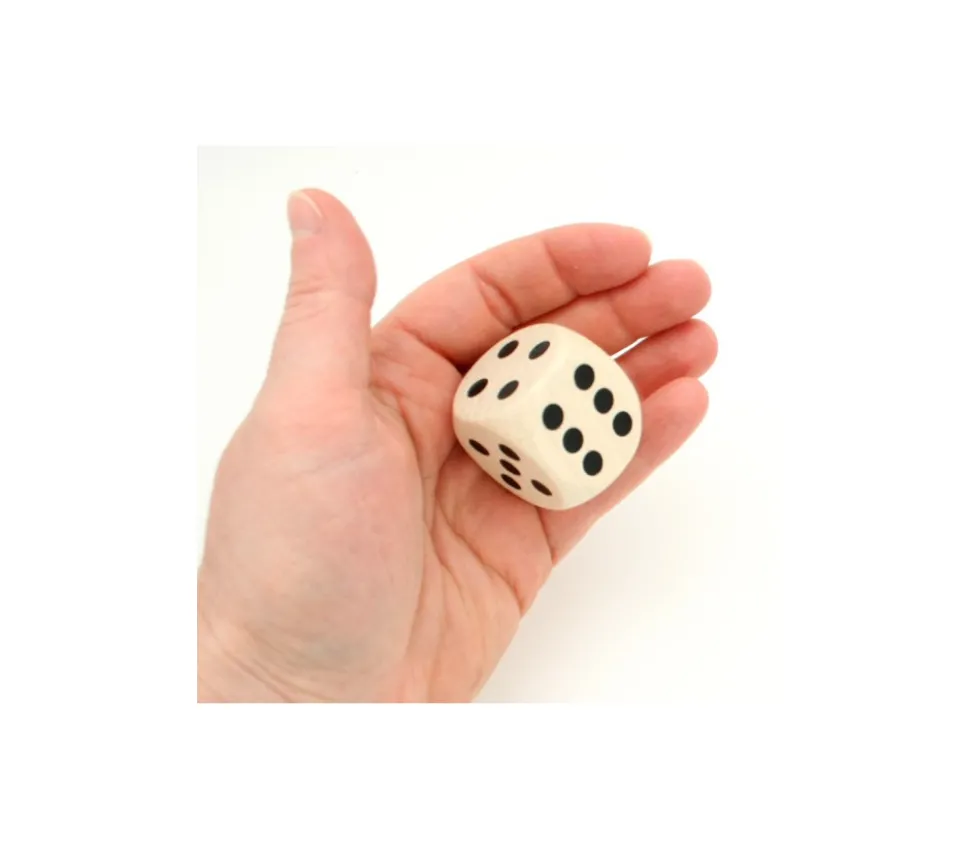 Dé en bois 30 mm de 1 à 6 pour jeu de société 3 cm