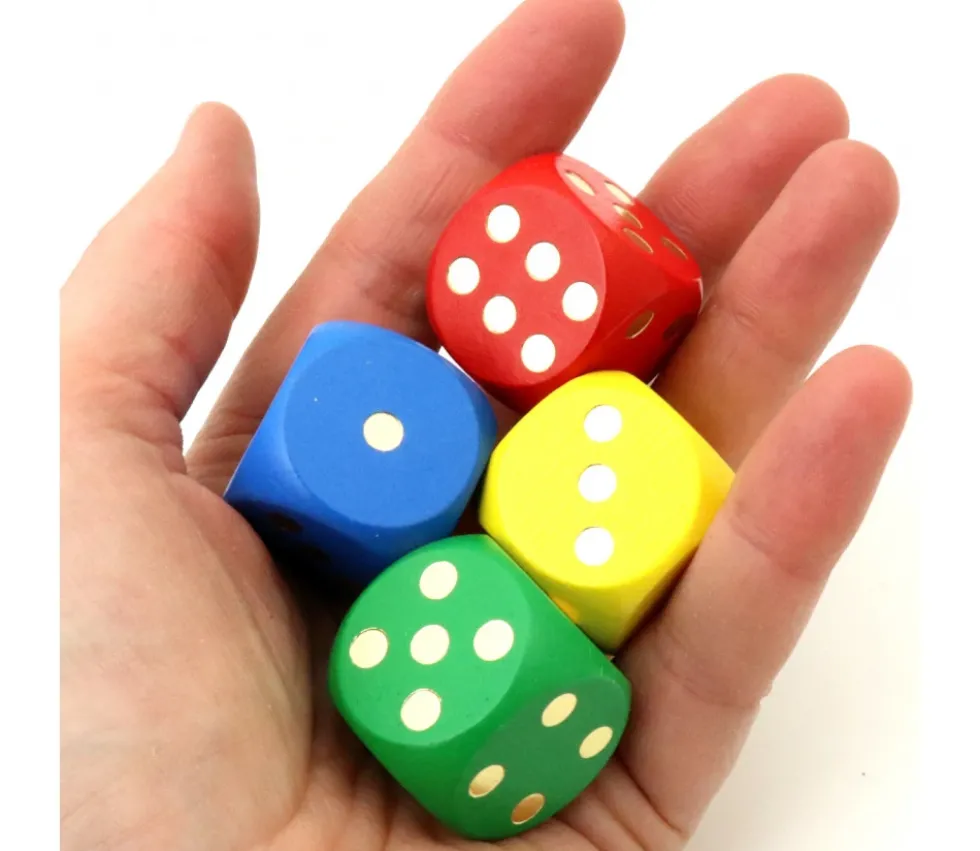 Dé en bois 25 mm rouge de 1 à 6 pour jeux