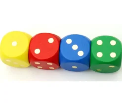 Dé en bois 25 mm rouge de 1 à 6 pour jeux