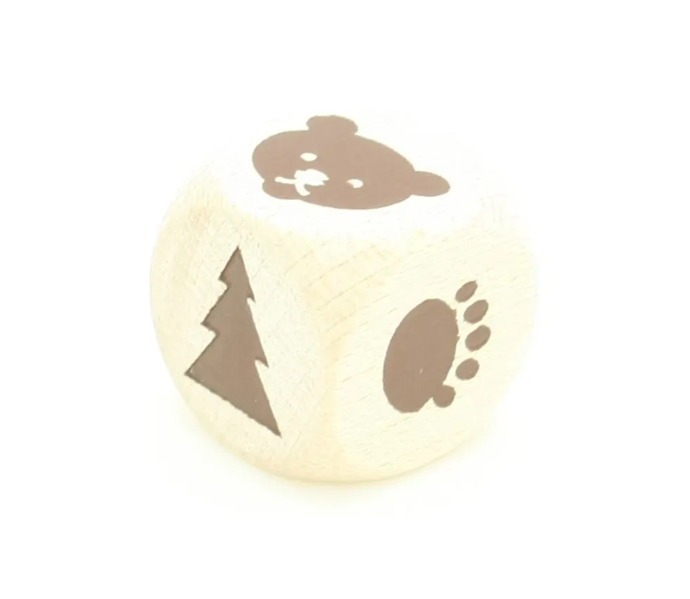Dé en bois ours patte sapin 18 mm