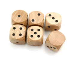 Dé 12345 et 6e face neutre en bois 16 mm