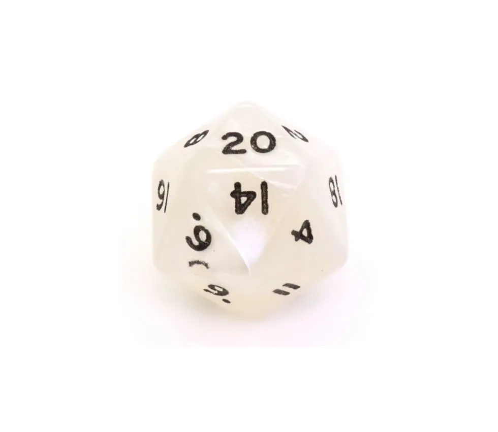Dé 20 faces beige nacré de 2 à 20